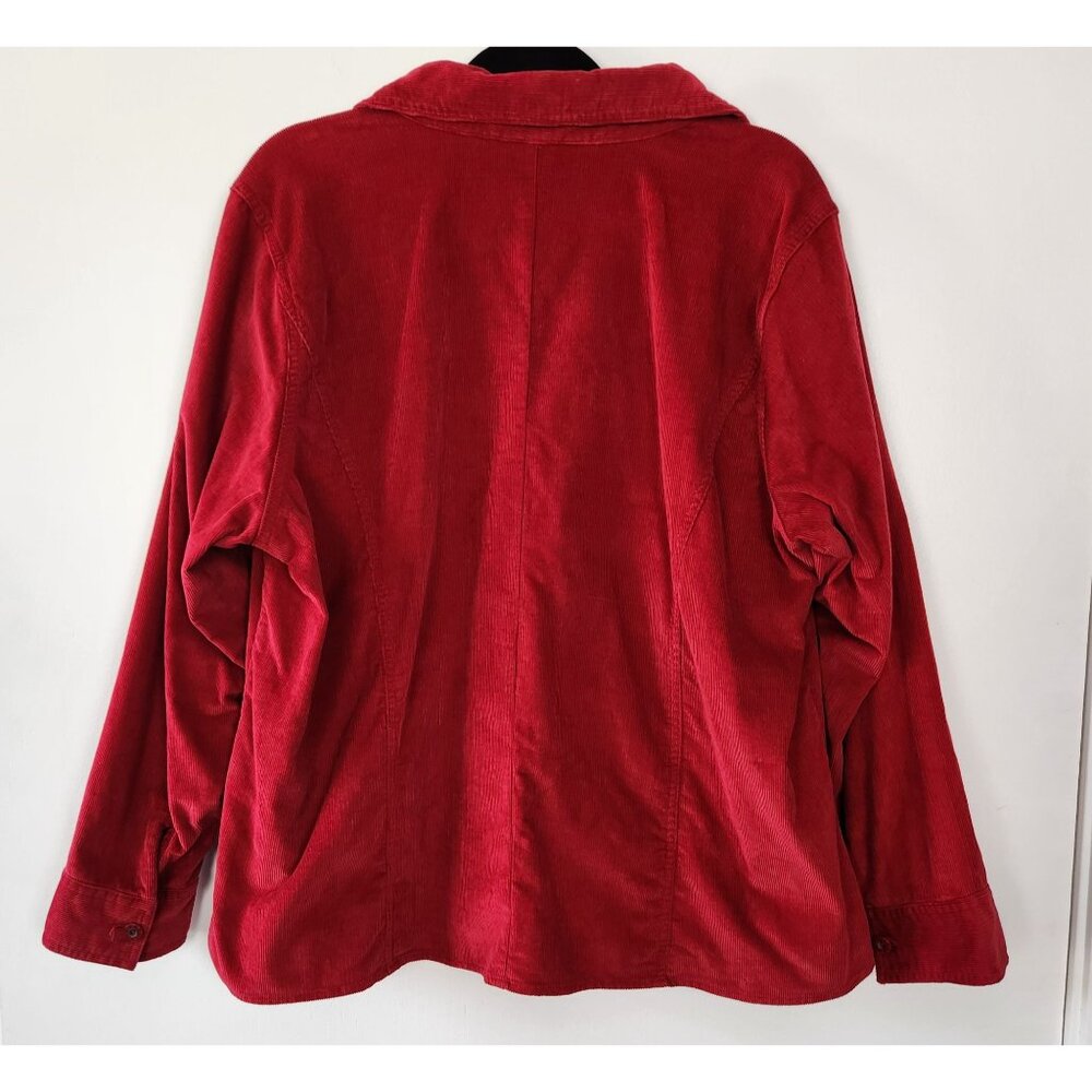 Dress Barn Red Corduroy Full Zip Shacket, 2XL, Holiday, Office, Casual, Career - Picture 8 of 8